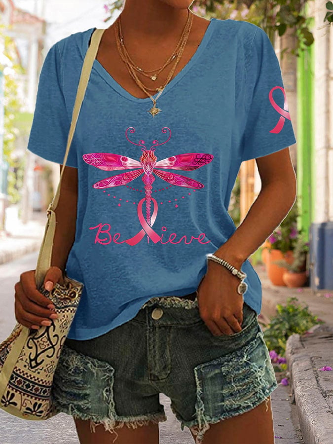 Women's Believe Breast Cancer Casual T-Shirt