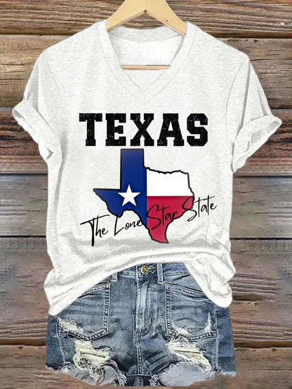 🙏💔Join us in praying for Texas.🙏Women's Texas Lone Star State Printed Short-Sleeved T-Shirt