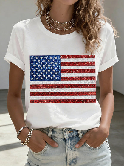 Women'S  Anniversary Flag Printed Casual T-Shirt