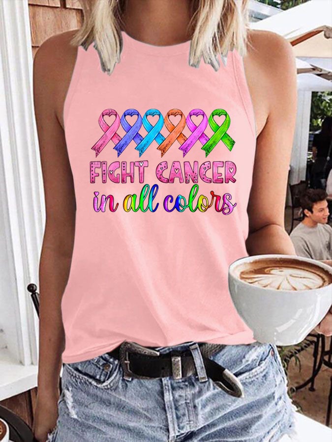 Women'S Breast cancer Fight Cancer In all Colors Print Classic Vest