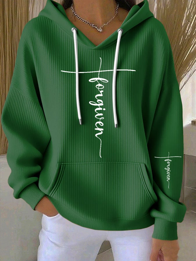 Women's Faith Print Casual Hoodie