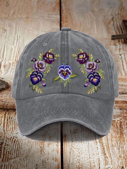 Alzheimer's Purple Floral Retro Hat