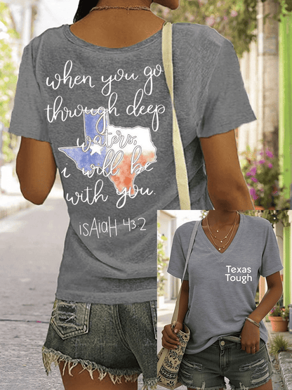 🙏💔Join us in praying for Texas.🙏V-Neck Retro Texas Strong The Stars At Night Are Big And Bright Deep In The Heart Of Texas Print T-Shirt