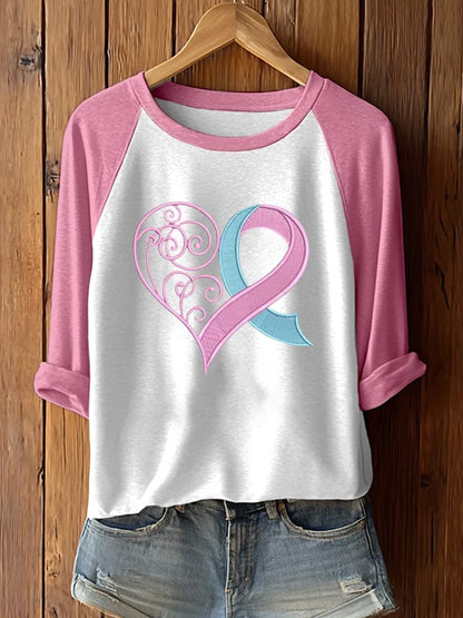Women's Breast Cancer Awareness Printed Long Sleeve T-Shirt