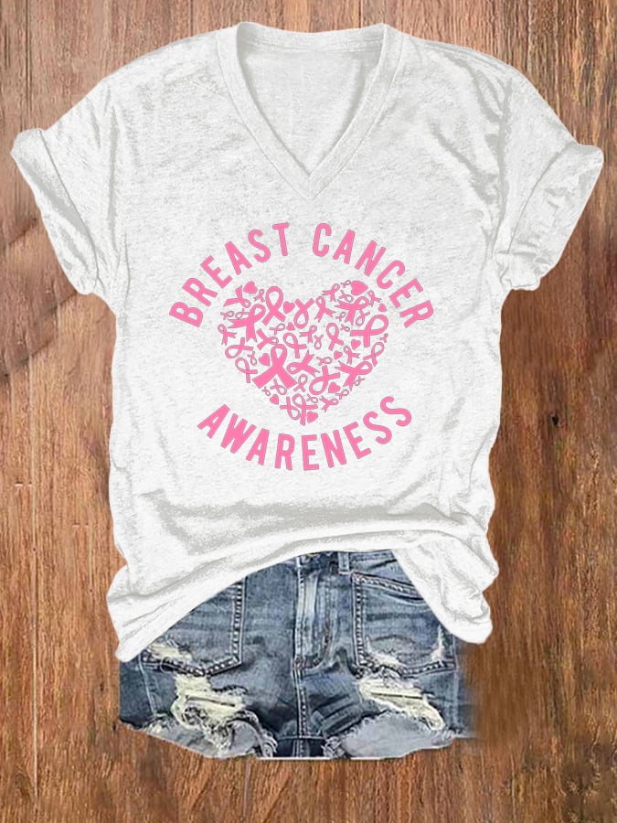 Women'S Breast Cancer Awareness Printed T-Shirt