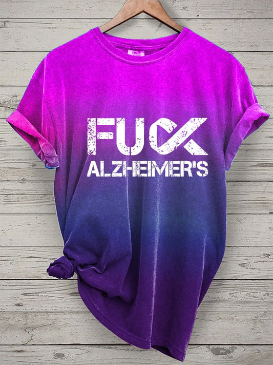 Women's F*ck Alzheimer’s Print Casual T-Shirt