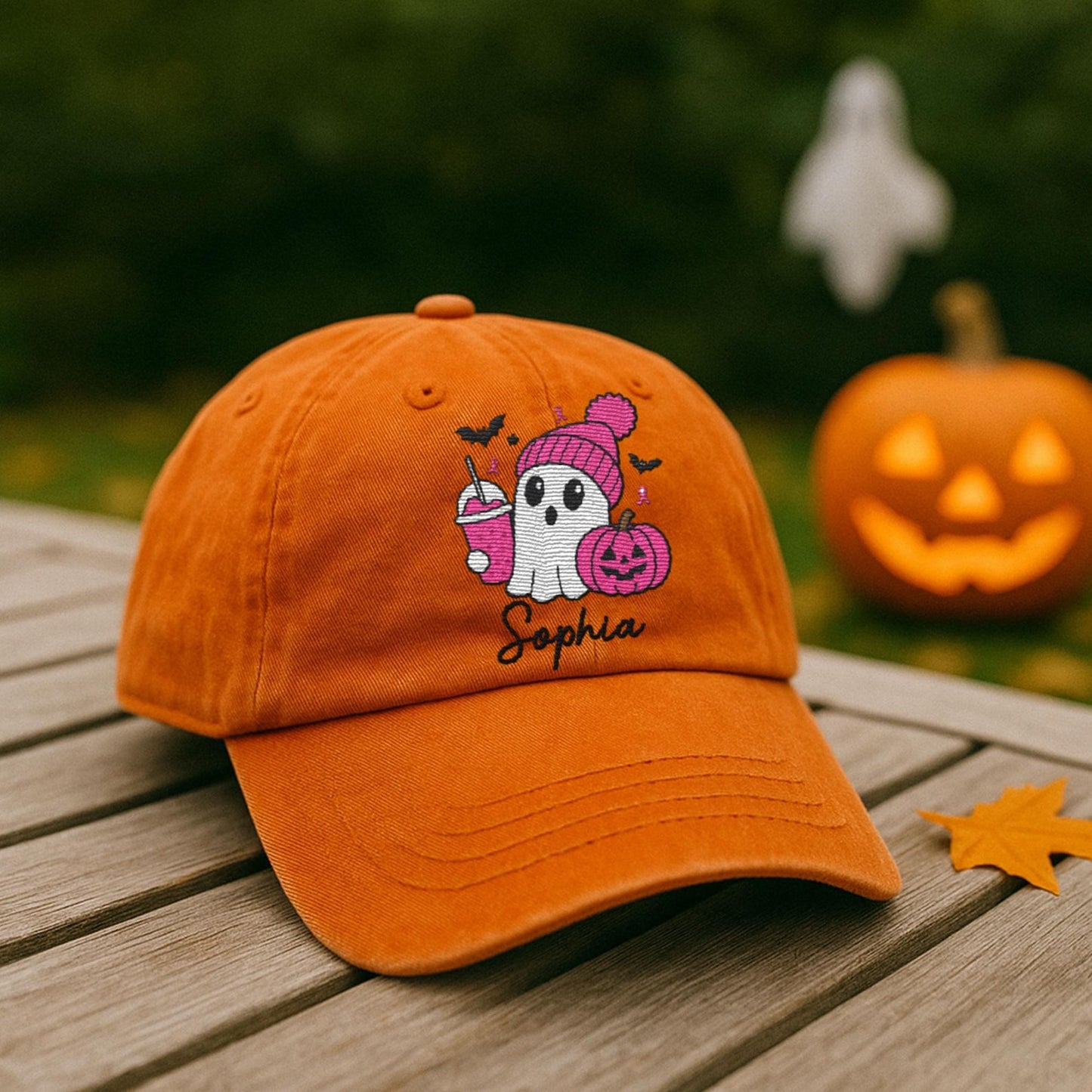 Women's casual pink ghost hat