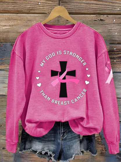 Breast Cancer Women's Printed Long Sleeve Sweatshirt