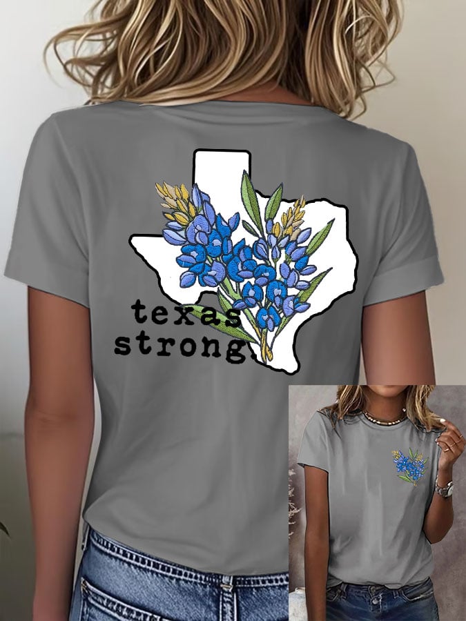 🙏💔Join us in praying for Texas.🙏Women's Retro Texas Strong Bluebonnet Print T-Shirt