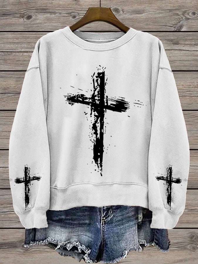 Women's Cross Print Sweatshirt