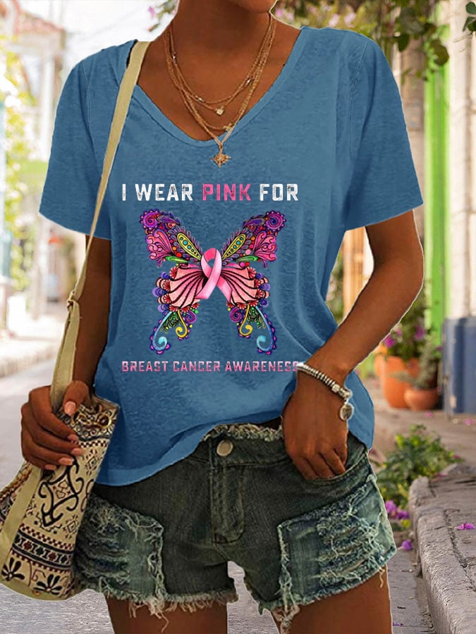 Women's  I Wear Pink For Breast Cancer Awareness T-Shirt