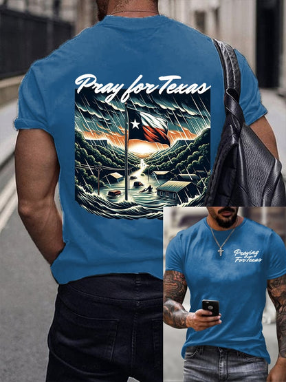 🙏💔Join us in praying for Texas.🙏Men's We Stand Praying For Texas Printed Round Neck T-Shirt