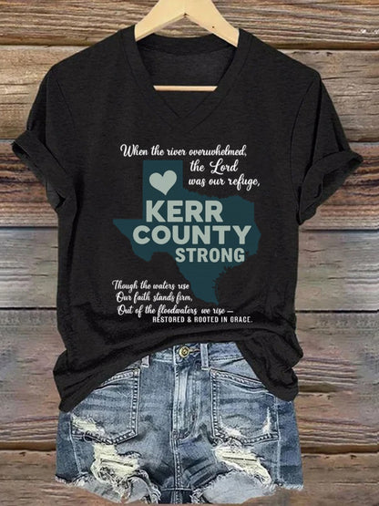 🙏💔Join us in praying for Texas.🙏Women's Kerr County Strong Printed Short-Sleeved T-Shirt