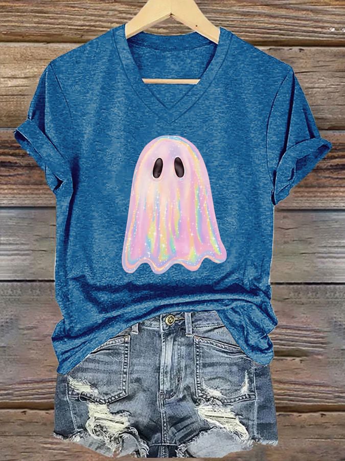 Women's Halloween Ghost Print T-Shirt