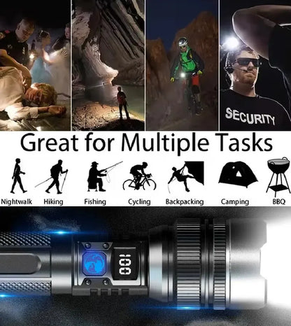 Rechargeable LED Flashlight Telescopic Zoom Power Bank Function