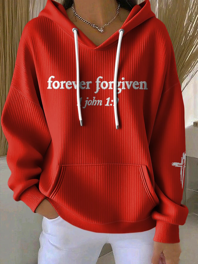 Women's Faith Print Casual Hoodie