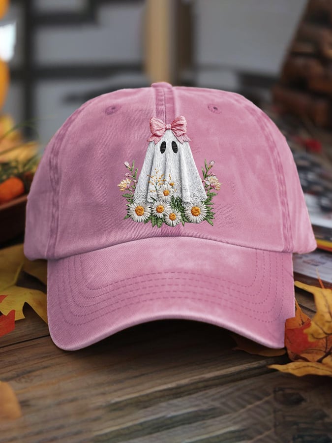 Women's casual pink ghost hat