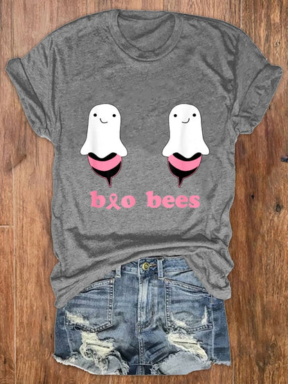 Women's Boo Bees Breast Cancer Awareness Print T-Shirt