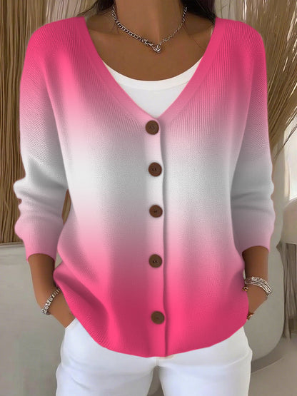 Women's Casual Autumn And Winter Gradient Cardigan