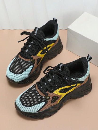 Black and Yellow Chunky Sole Running Shoes