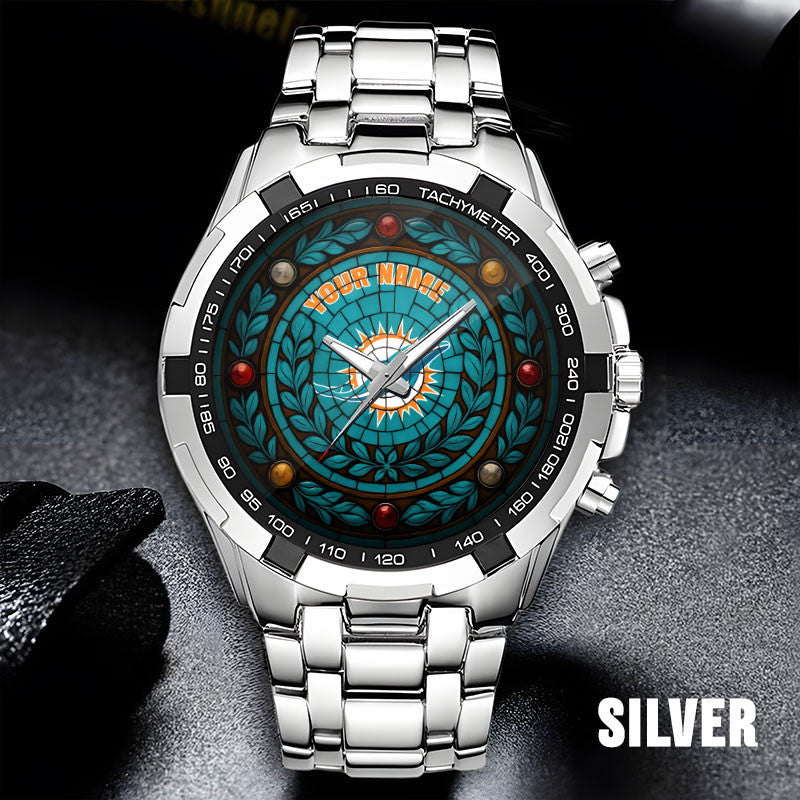 NFL Men Luxury Hand Watch All Colors Custom Any Name Gift For Fans