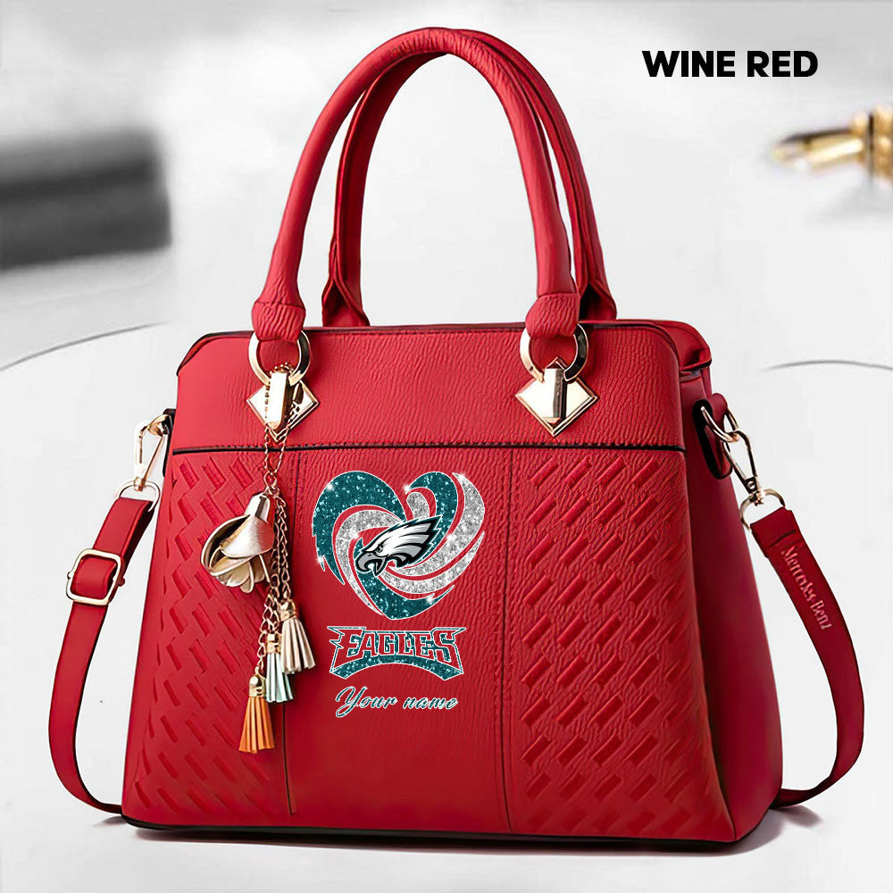 NFL New Heart Deluxe Handbag All Teams Custom Any Name Gift For Fans