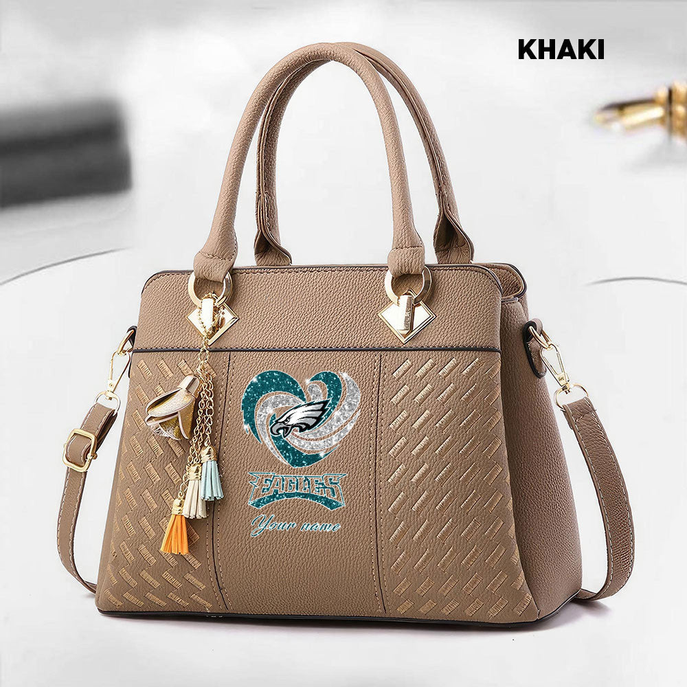 NFL New Heart Deluxe Handbag All Teams Custom Any Name Gift For Fans