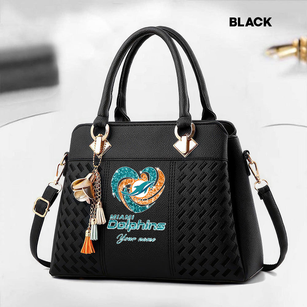 NFL New Heart Deluxe Handbag All Teams Custom Any Name Gift For Fans