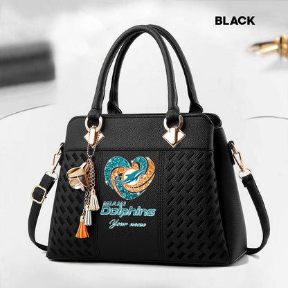 NFL New Heart Deluxe Handbag All Teams Custom Any Name Gift For Fans