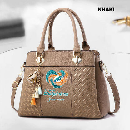 NFL New Heart Deluxe Handbag All Teams Custom Any Name Gift For Fans
