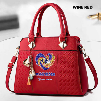 NFL New Heart Deluxe Handbag All Teams Custom Any Name Gift For Fans