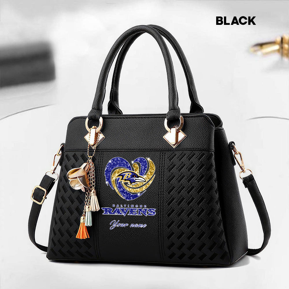 NFL New Heart Deluxe Handbag All Teams Custom Any Name Gift For Fans