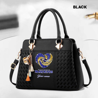 NFL New Heart Deluxe Handbag All Teams Custom Any Name Gift For Fans