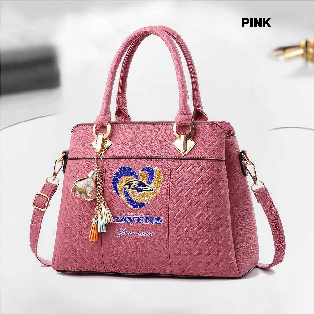 NFL New Heart Deluxe Handbag All Teams Custom Any Name Gift For Fans