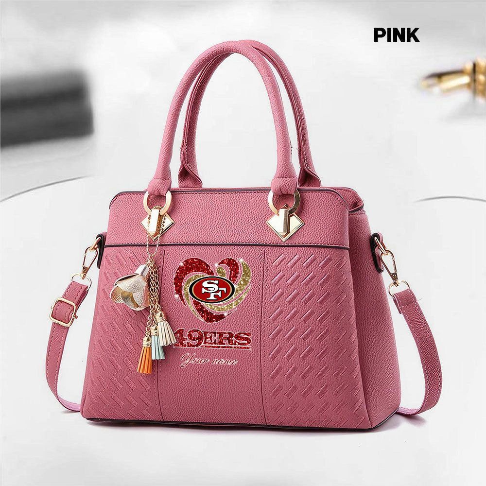 NFL New Heart Deluxe Handbag All Teams Custom Any Name Gift For Fans