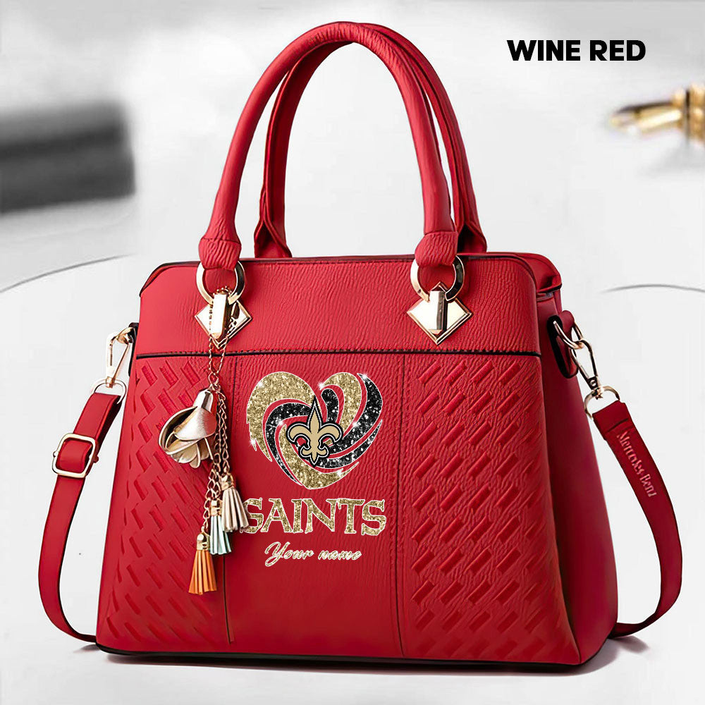 NFL New Heart Deluxe Handbag All Teams Custom Any Name Gift For Fans