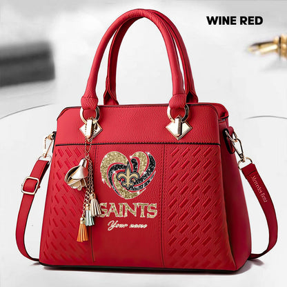 NFL New Heart Deluxe Handbag All Teams Custom Any Name Gift For Fans