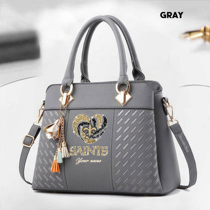 NFL New Heart Deluxe Handbag All Teams Custom Any Name Gift For Fans