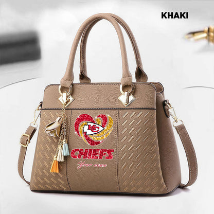 NFL New Heart Deluxe Handbag All Teams Custom Any Name Gift For Fans