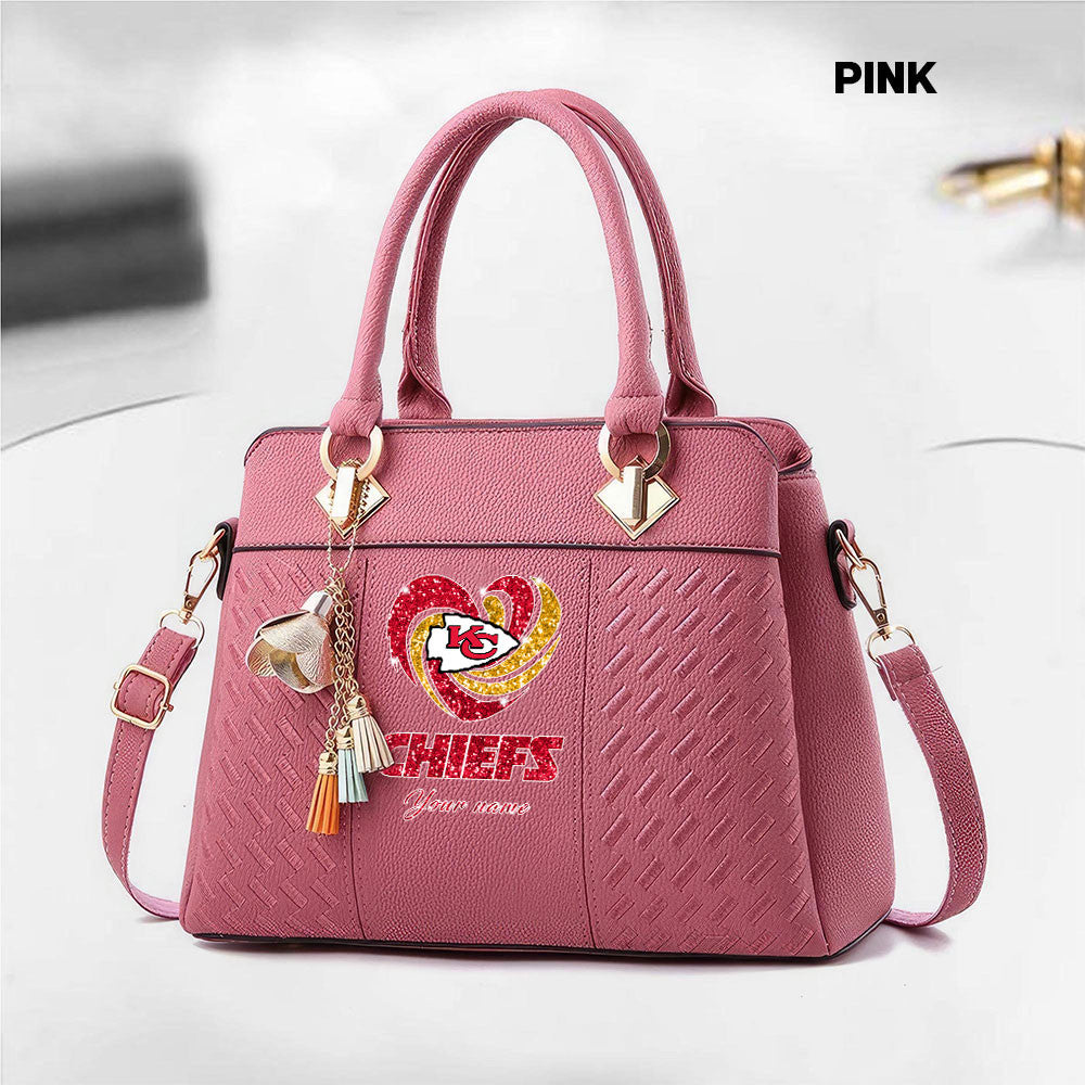 NFL New Heart Deluxe Handbag All Teams Custom Any Name Gift For Fans
