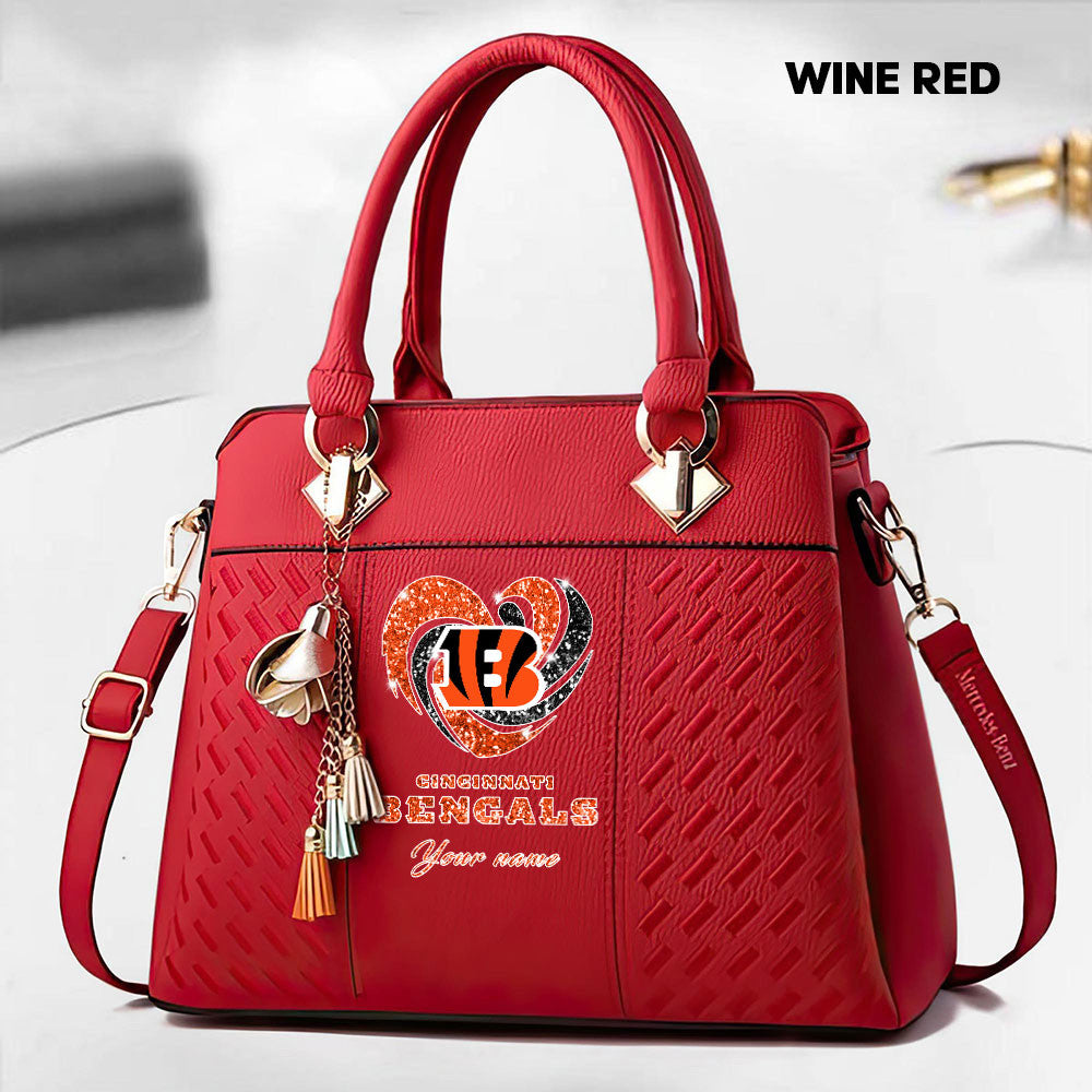 NFL New Heart Deluxe Handbag All Teams Custom Any Name Gift For Fans