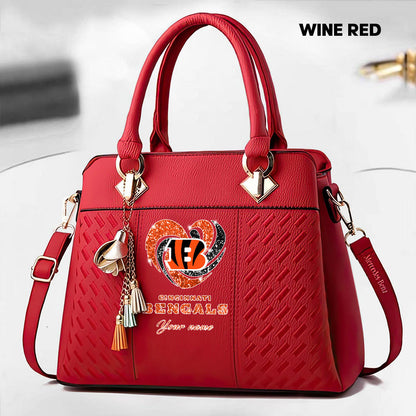 NFL New Heart Deluxe Handbag All Teams Custom Any Name Gift For Fans