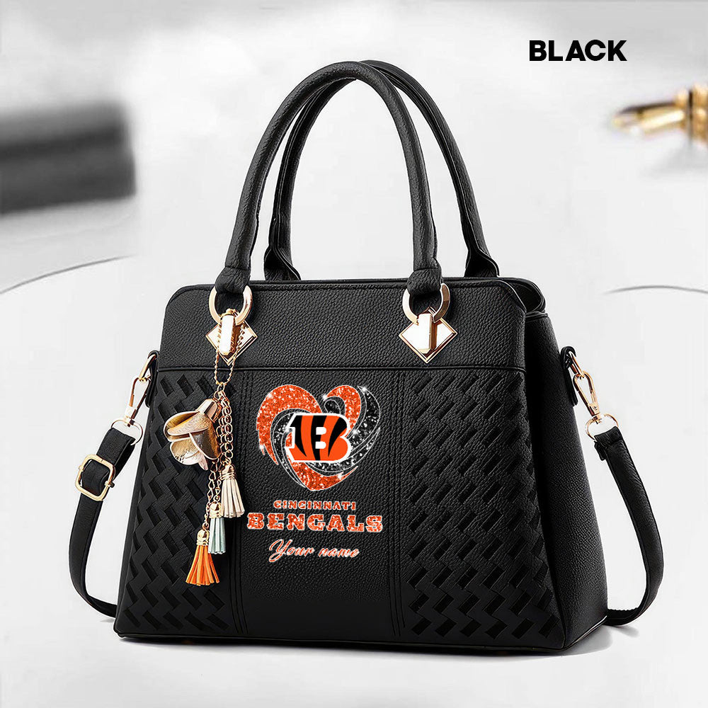 NFL New Heart Deluxe Handbag All Teams Custom Any Name Gift For Fans