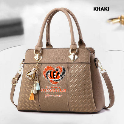 NFL New Heart Deluxe Handbag All Teams Custom Any Name Gift For Fans