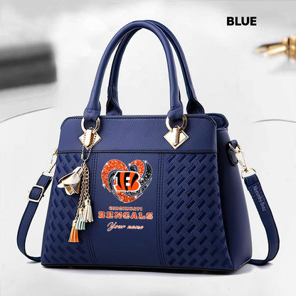 NFL New Heart Deluxe Handbag All Teams Custom Any Name Gift For Fans