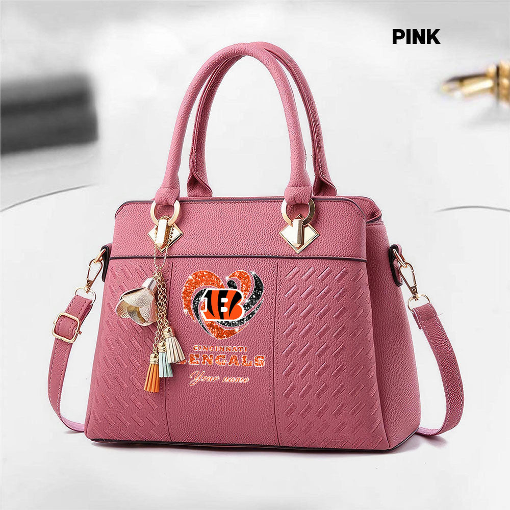 NFL New Heart Deluxe Handbag All Teams Custom Any Name Gift For Fans