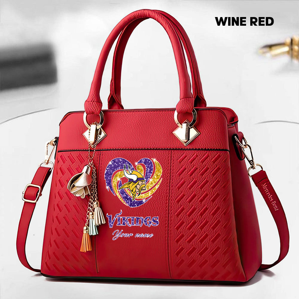 NFL New Heart Deluxe Handbag All Teams Custom Any Name Gift For Fans