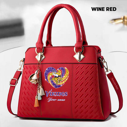 NFL New Heart Deluxe Handbag All Teams Custom Any Name Gift For Fans