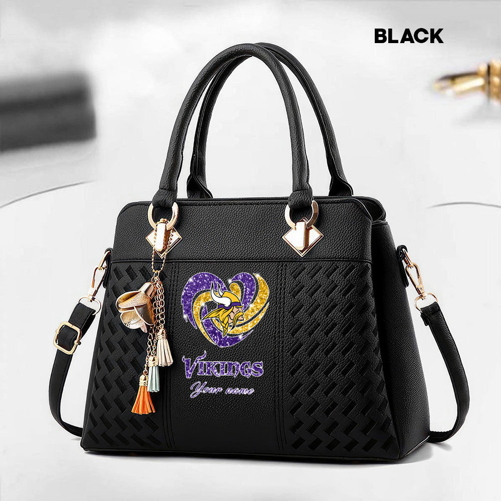 NFL New Heart Deluxe Handbag All Teams Custom Any Name Gift For Fans