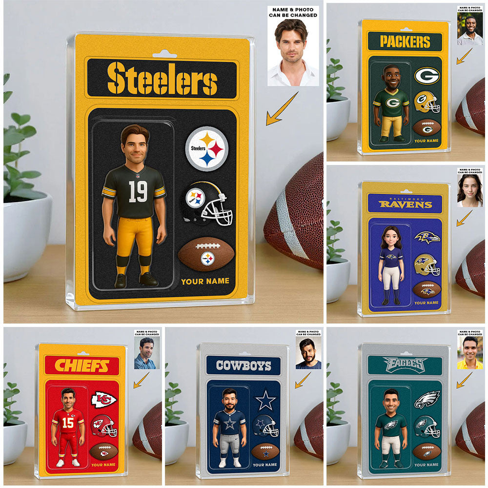 NFL All Team Acrylic Block Plaque Upload Your Photo Choose Any Teams Custom Name Gift For Fans